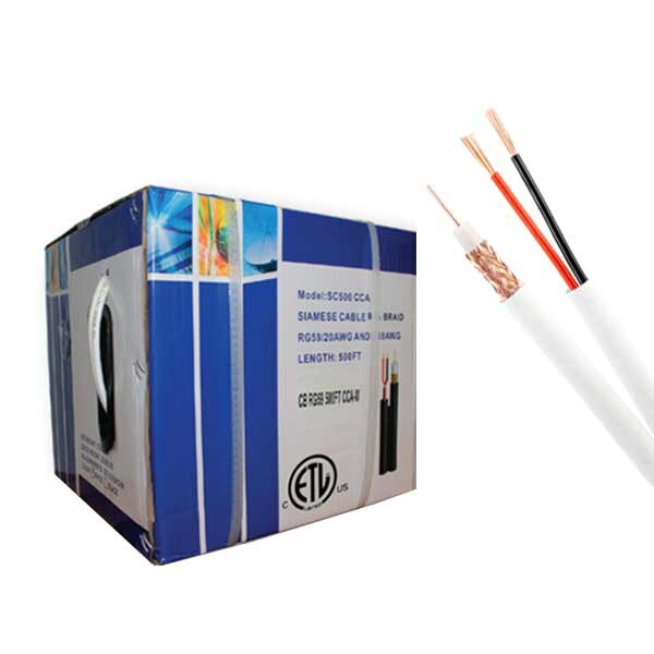 DYNO: Siamese Cable- RG59 + 2DC cable 500Ft. White